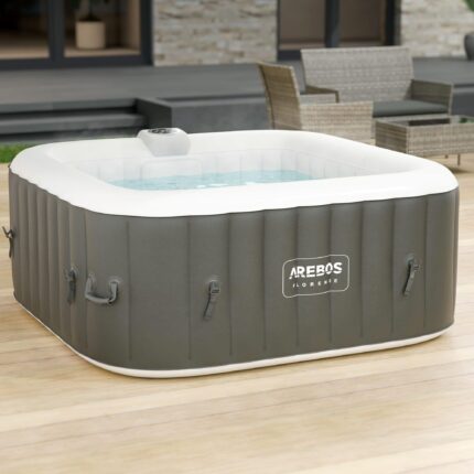 Premium Aufblasbarer Whirlpool 154x154cm 4 Personen Outdoor Massage LED Wellness Spa Garten Jacuzzi Entspannung