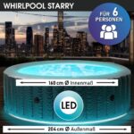 MSpa Starry Aufblasbarer Whirlpool Ø204x70cm 6 Personen Outdoor Massage LED Wellness Garten Jacuzzi Entspannung – Bild 2