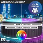MSpa Aurora Aufblasbarer Whirlpool Ø204x70cm 6 Personen Outdoor Massage LED Wellness Garten Jacuzzi Entspannung – Bild 2