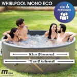 MSpa Mono Aufblasbarer Whirlpool 224cm 4-8 Personen Outdoor Massage LED Wellness Garten Jacuzzi Entspannung – Bild 2