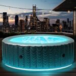 MSpa Starry Aufblasbarer Whirlpool Ø204x70cm 6 Personen Outdoor Massage LED Wellness Garten Jacuzzi Entspannung