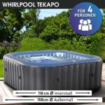MSpa Tekapo Aufblasbarer Whirlpool 158x158cm 4 Personen Outdoor Massage LED Wellness Garten Jacuzzi Entspannung – Bild 2