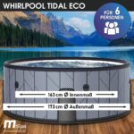 MSpa Tidal Aufblasbarer Whirlpool 224cm 4-8 Personen Outdoor Massage LED Wellness Garten Jacuzzi Entspannung – Bild 2