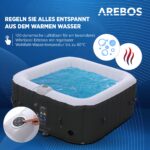 Premium Aufblasbarer Whirlpool 154x154cm 4 Personen Outdoor Massage LED Wellness Spa Garten Jacuzzi Entspannung – Bild 2
